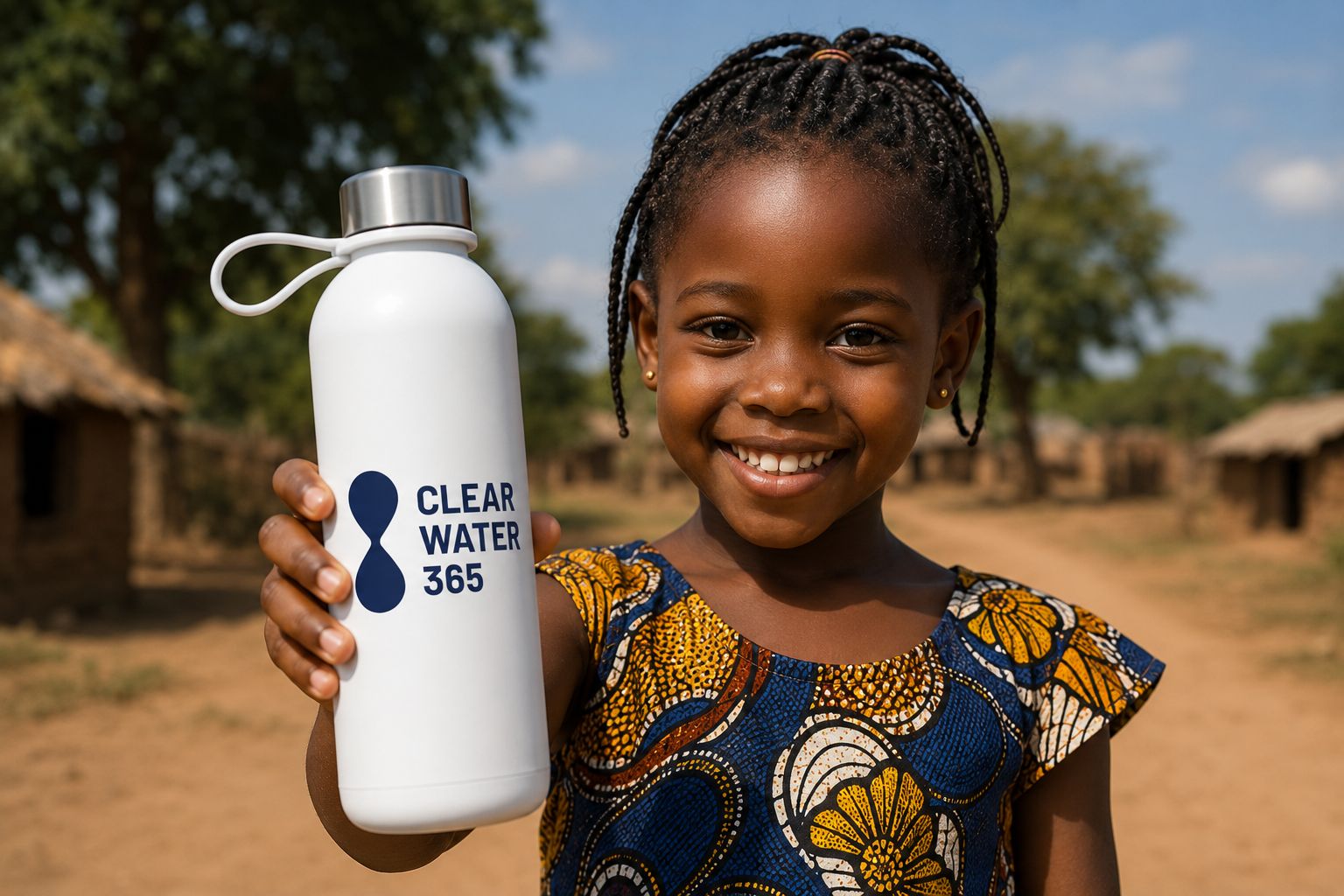 Meisje met witte Clearwater365-drinkfles